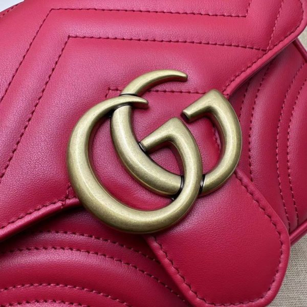 Gucci GG Marmont Mini Shoulder Bag in Red Leather - Image 4