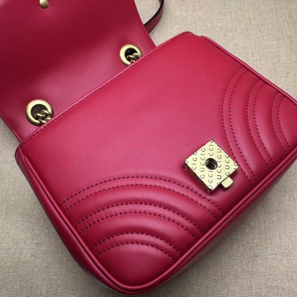 Gucci GG Marmont Mini Shoulder Bag in Red Leather - Image 5