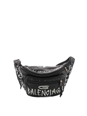 Balenciaga Graffiti Explorer Belt Bag Leather Medium Black