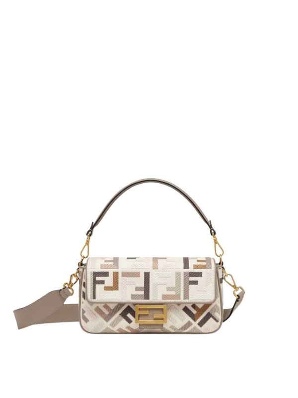 Fendi Baguette Multicolour canvas bag with FF embroidery