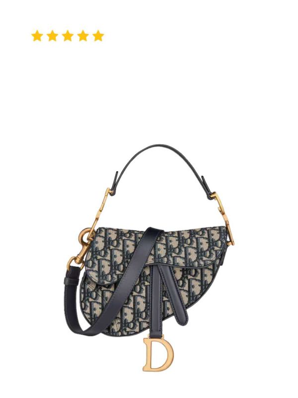 [TOP TIER] Dior Mini Saddle Bag with Strap Blue Dior Oblique Jacquard