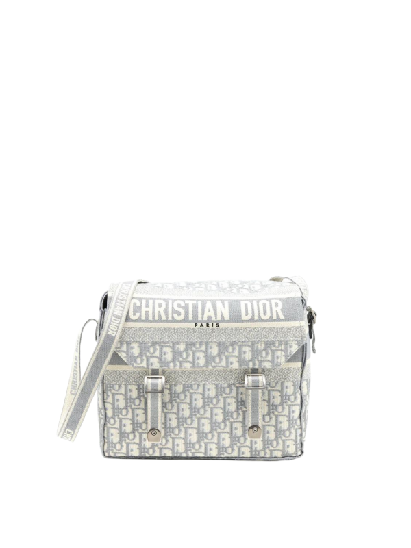 Dior Medium Diorcamp Bag in Grey Dior Oblique Embroidery