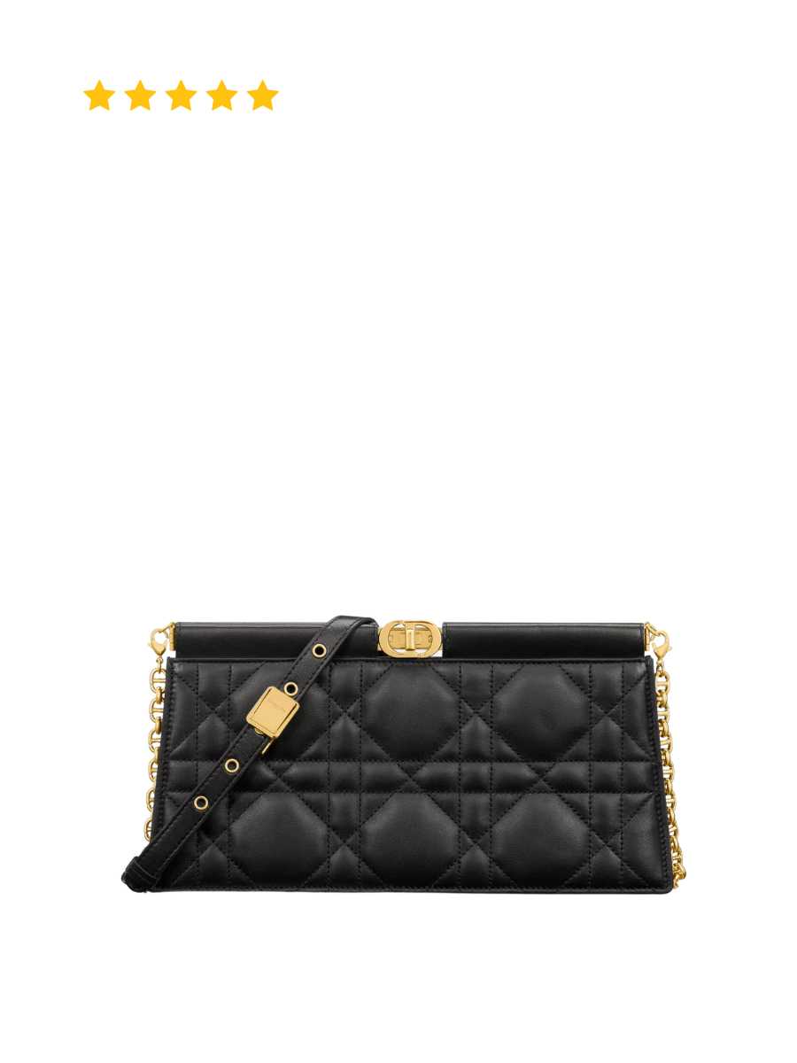 [TOP TIER] Dior Caro Colle Noire Clutch with Chain Black Cannage Lambskin