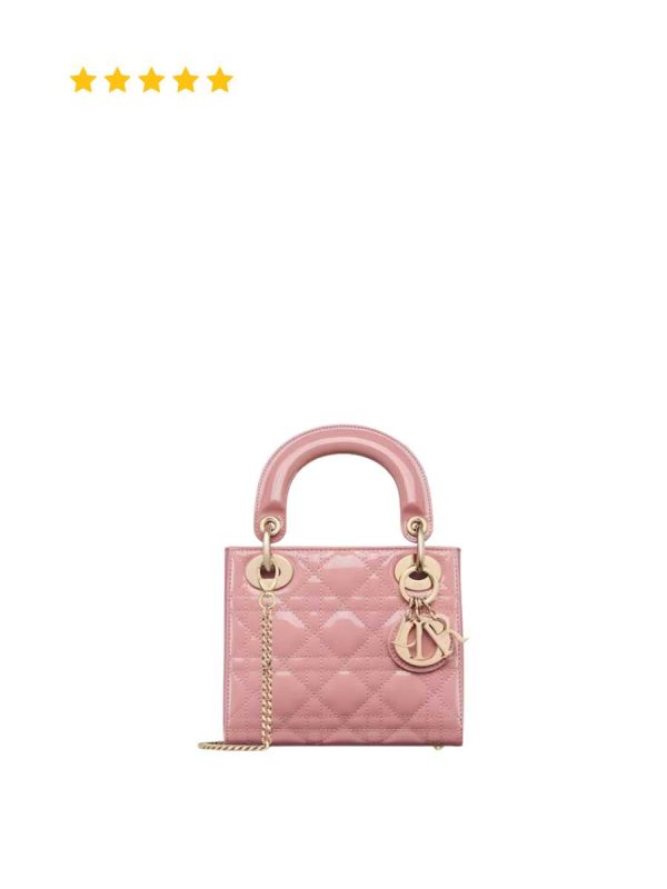 [TOP TIER] Dior Mini Lady Dior Bag Antique Pink Patent Cannage Calfskin