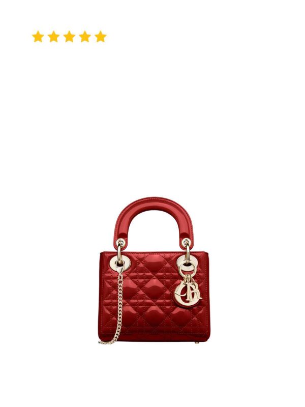 [TOP TIER] Dior Mini Lady Dior Bag Cherry Red Patent Cannage Calfskin