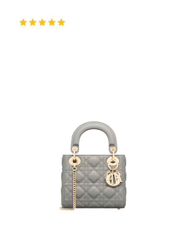 [TOP TIER] Dior Mini Lady Dior Bag Stone Gray Cannage Lambskin