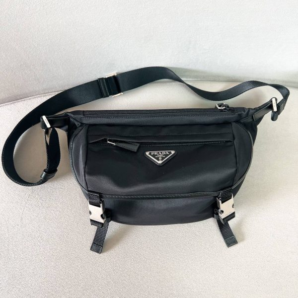 Prada Re-Nylon and Saffiano Leather Shoulder Bag in Black - Image 3