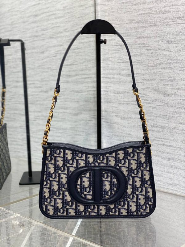 Dior CD Signature Hobo Mini Bag in Blue Dior Oblique Jacquard - Image 2