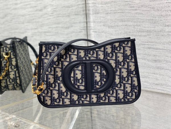 Dior CD Signature Hobo Mini Bag in Blue Dior Oblique Jacquard - Image 3