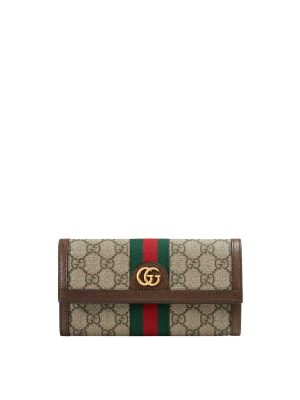 Gucci Ophidia GG Continental Wallet in Beige and Ebony GG Supreme Canvas