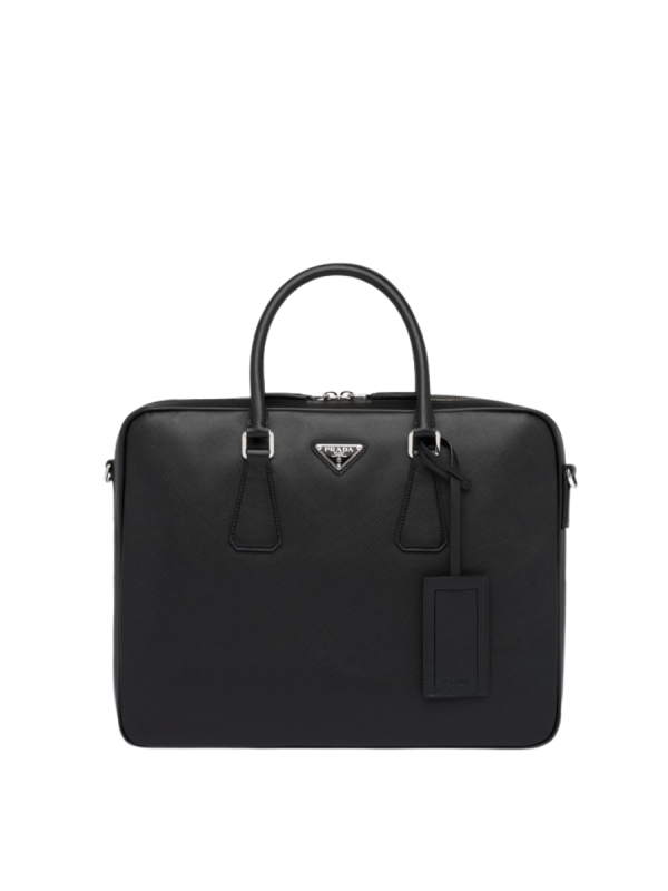 Prada Saffiano Leather Work Bag in Black