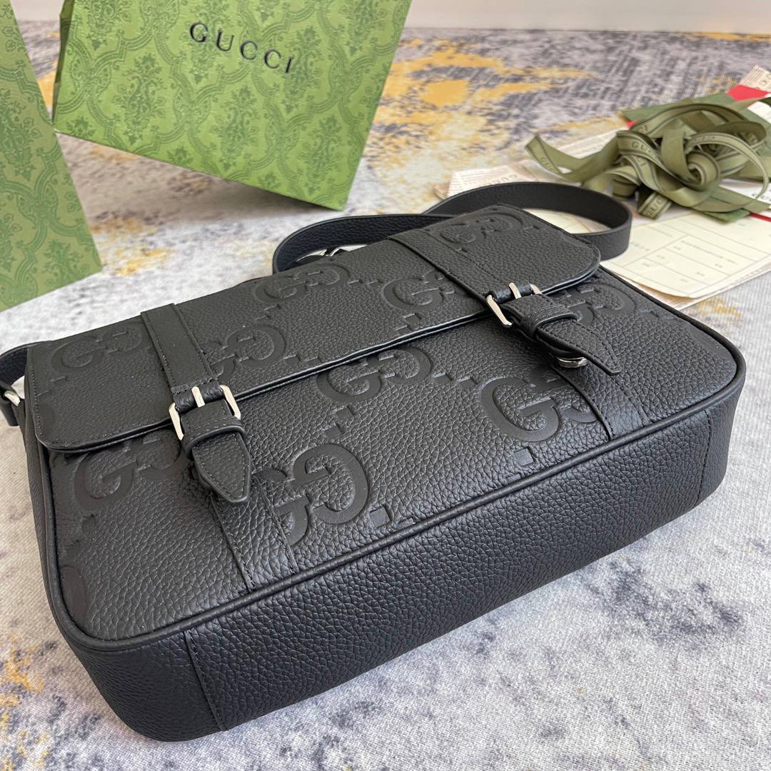 Gucci Jumbo GG Medium Messenger Bag in Black Leather – GSM LUXURY