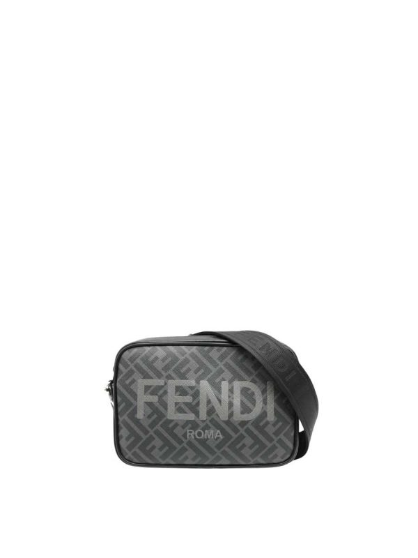 Fendi Camera Case Black Grey FF Fabric Bag