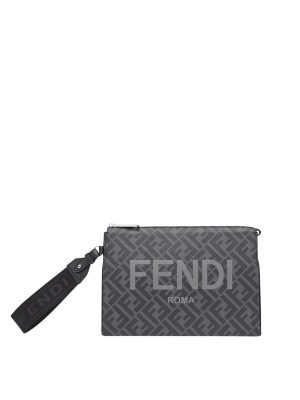 Fendi Clutch Pack Black Grey FF Fabric